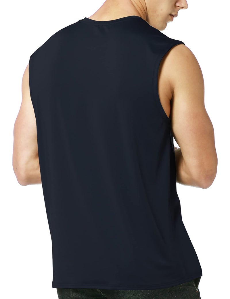 EZRUN Men's Sleeveless Shirt Quick Dry UPF 50+ Swim Beach Shirts Gym Workout Muscle Athletic Summer Tank Top Big and Tall Black - Image 4